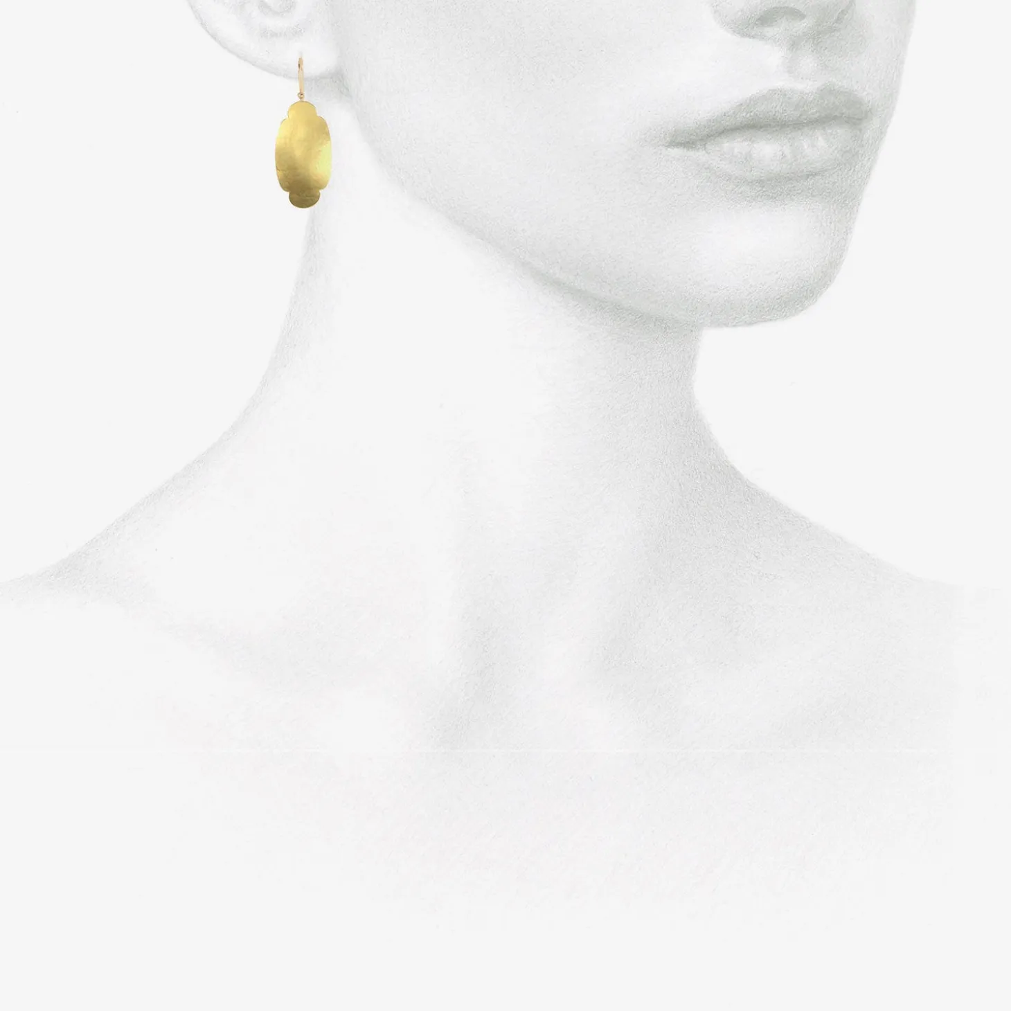 18k medium/large rectangular scallop earrings