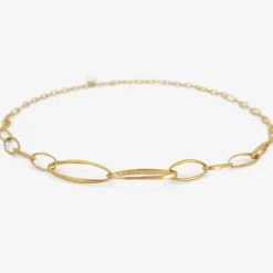 22k mixed large & small oval link chain necklace with keshi pearl