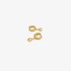 18k 8mm signature hoops with pear-shaped diamond drops, .85ct