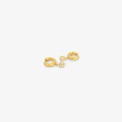 18k 6.5mm signature hoops with old mine cut diamond drops