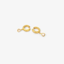 18k 8mm signature hoops with pear-shaped diamond drops, .53ct