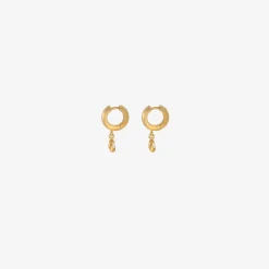 18k 6.5mm signature hoops with old mine cut diamond drops, .62ct