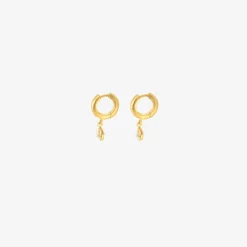 18k 6.5mm signature hoops with old mine cut diamond drops
