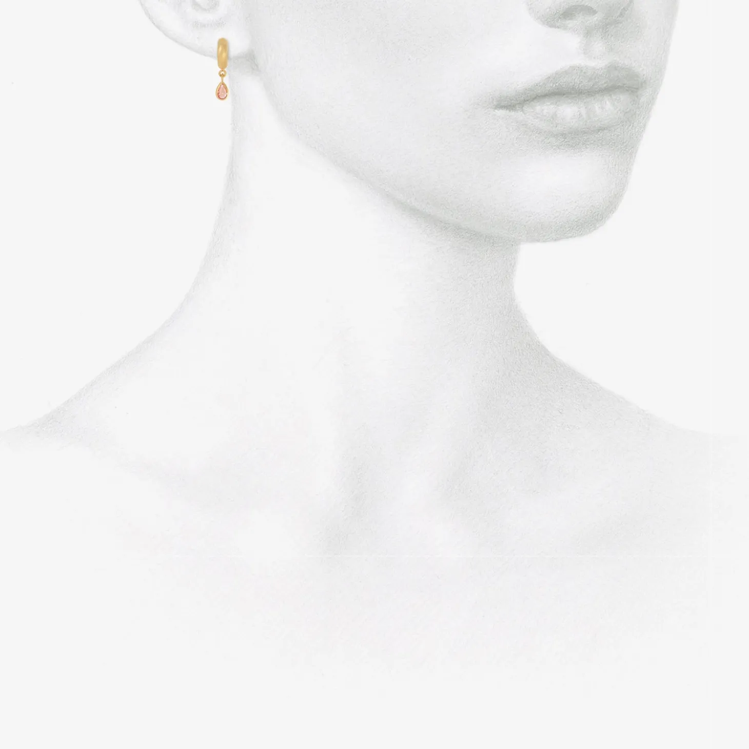 18k 6.5mm signature hoops with padparadscha sapphire drops, .43ct