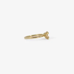 14k open flower & large bud ring with diamonds, .06ct