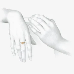 14k open flower & large bud ring with diamonds, .06ct
