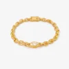 18k oversized signature chain bracelet with antique moval-cut diamond, 1.1ct