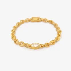 18k oversized signature chain bracelet with antique moval-cut diamond, 1.1ct