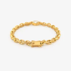 18k oversized signature chain bracelet with antique moval-cut diamond, 1.1ct