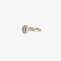 18k palladium & oval carbon diamond ring, 1.18ct