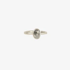 18k palladium & oval carbon diamond ring, 1.18ct