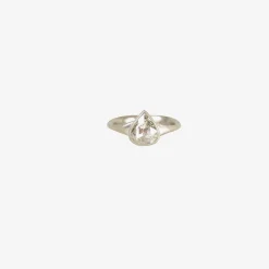 18k palladium & pear shaped clear diamond ring, 0.98ct