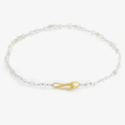 18k pearl & opal choker on blue silk thread