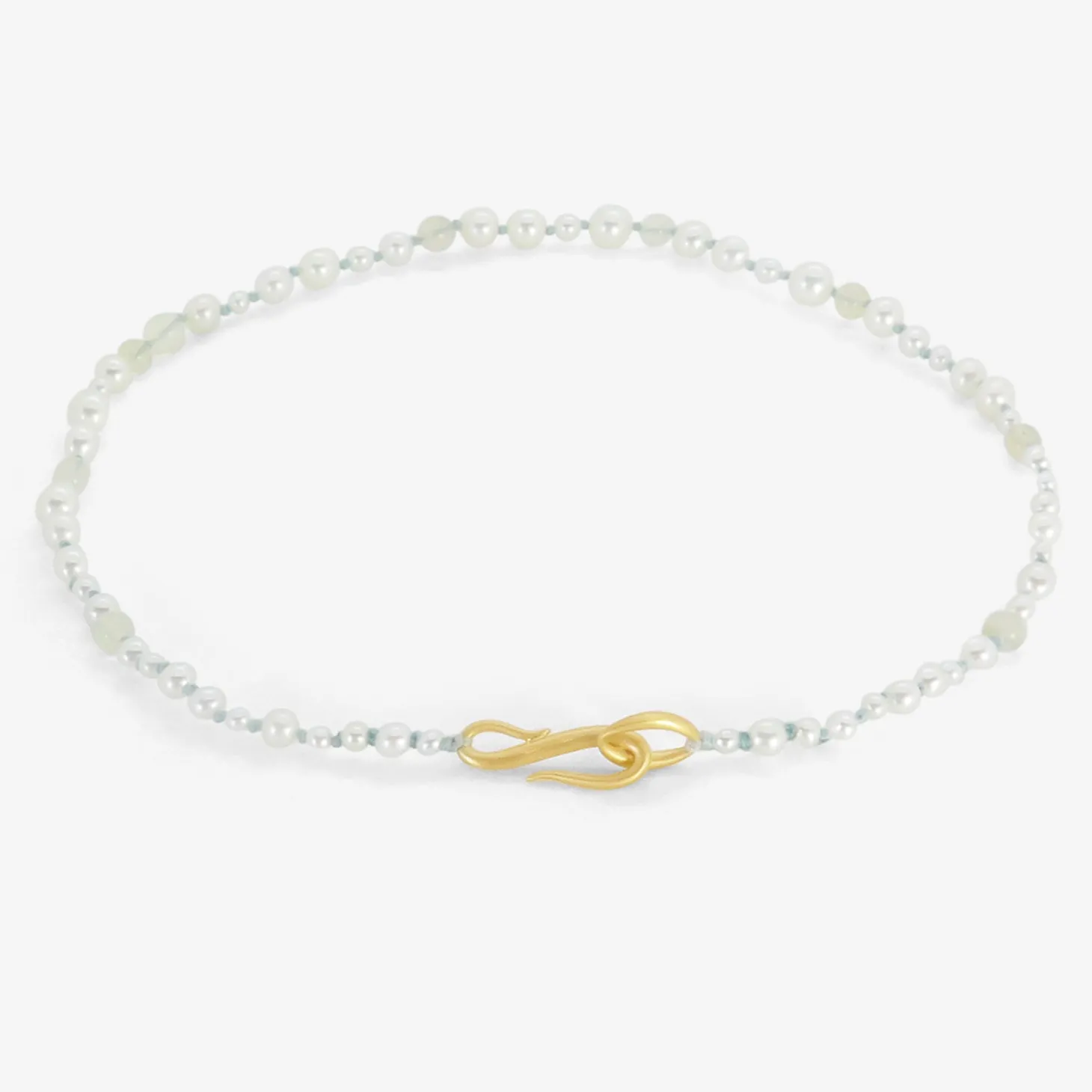 18k pearl & opal choker on blue silk thread