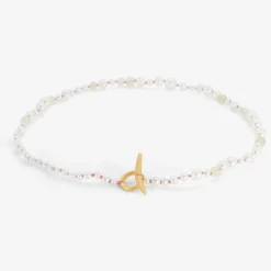 22k pearl & opal choker on coral silk thread
