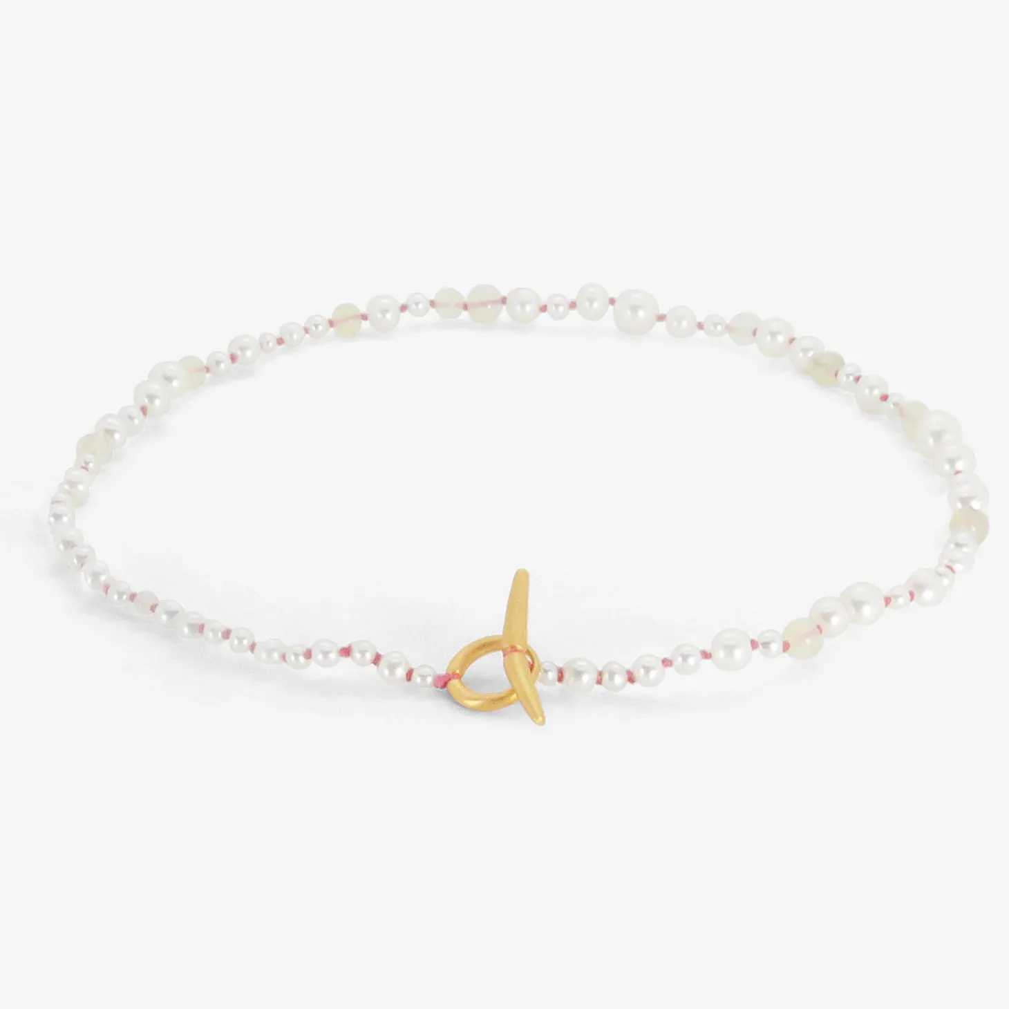 22k pearl & opal choker on coral silk thread