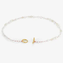 22k pearl & opal choker on coral silk thread