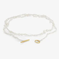 18k pearl & opal necklace on blue silk thread