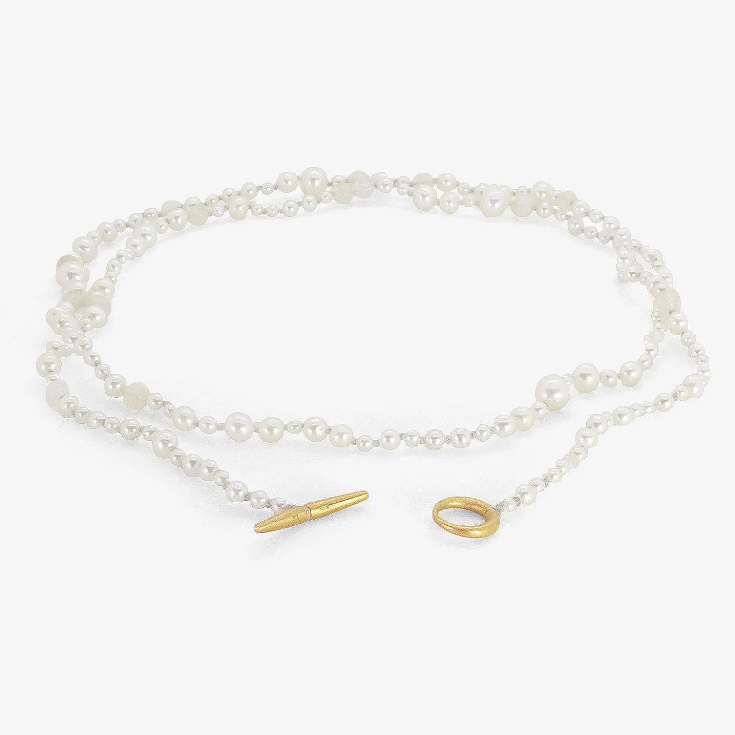 18k pearl & opal necklace on blue silk thread