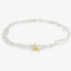 18k pearl & opal necklace on blue silk thread