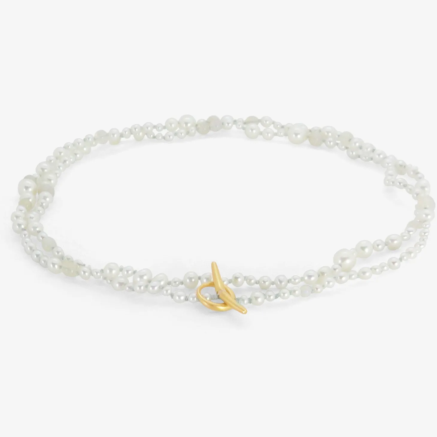 18k pearl & opal necklace on blue silk thread
