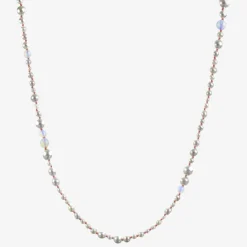 22k pearl & opal necklace on coral silk thread