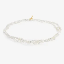 18k pearl & opal necklace on blue silk thread