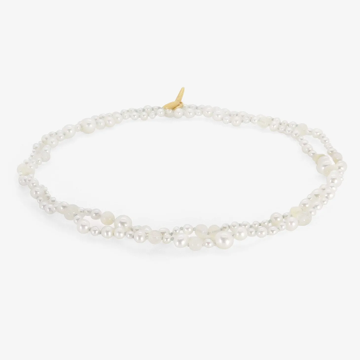 18k pearl & opal necklace on blue silk thread