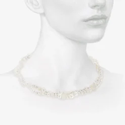 18k pearl & opal necklace on blue silk thread
