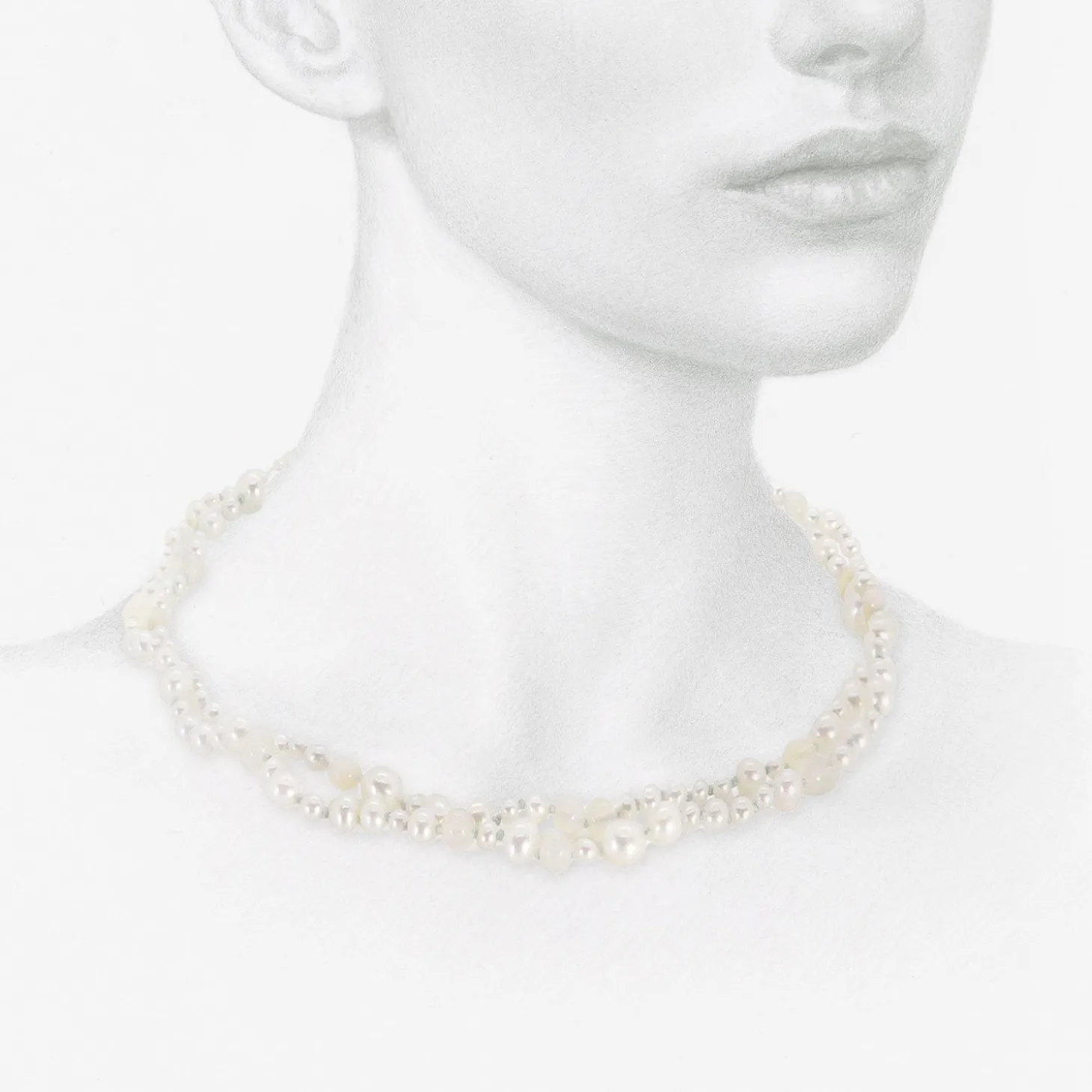 18k pearl & opal necklace on blue silk thread