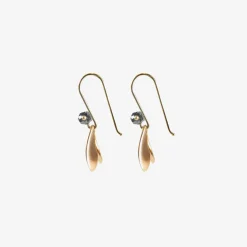 18k pink gold fly wings with black diamonds