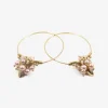 14k pink pearl small hoop clusters