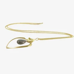 18k raccoon rib pendant with labradorite on chain