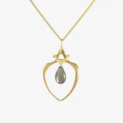 18k raccoon rib pendant with labradorite on chain
