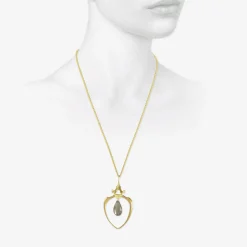 18k raccoon rib pendant with labradorite on chain