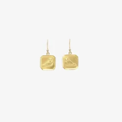 18k roman sandal plaque earrings