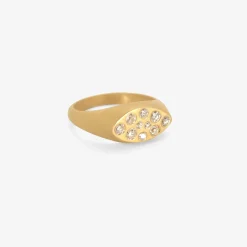 18k signet ring with antique diamonds, .5ct