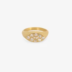 18k signet ring with antique diamonds, .5ct