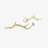 18k small antler earrings with sapphire briolette
