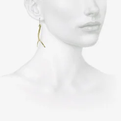 18k small antler earrings with sapphire briolette
