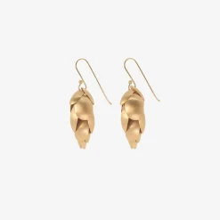 14k small articulated pinecone earrings