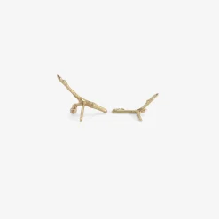 14k small branch studs with diamond briolette