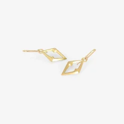 18k small chiseled open link earrings