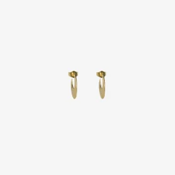 14k small crescent earrings on posts