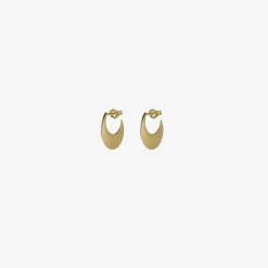 14k small crescent earrings on posts