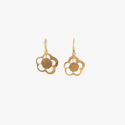 18k small dangly flower earrings