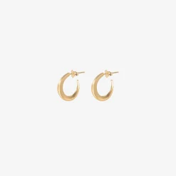 14k small elongated hoops on posts
