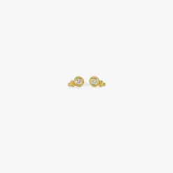 22k small lentil-shaped bulla studs with diamonds