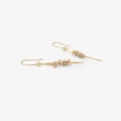 14k small seaweed earrings with keshi pearls & diamonds