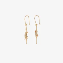 14k small seaweed earrings with keshi pearls & diamonds